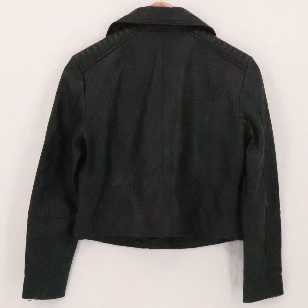 Barneys Originals Biker Moto Sheep Leather Jacket Womens Size 10 Black Pockets - Picture 4 of 16